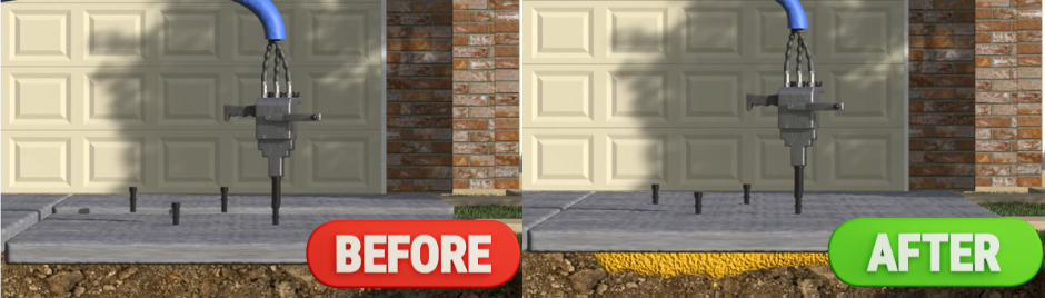 concrete leveling before and after polyurethane